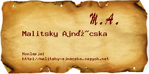 Malitsky Ajnácska névjegykártya